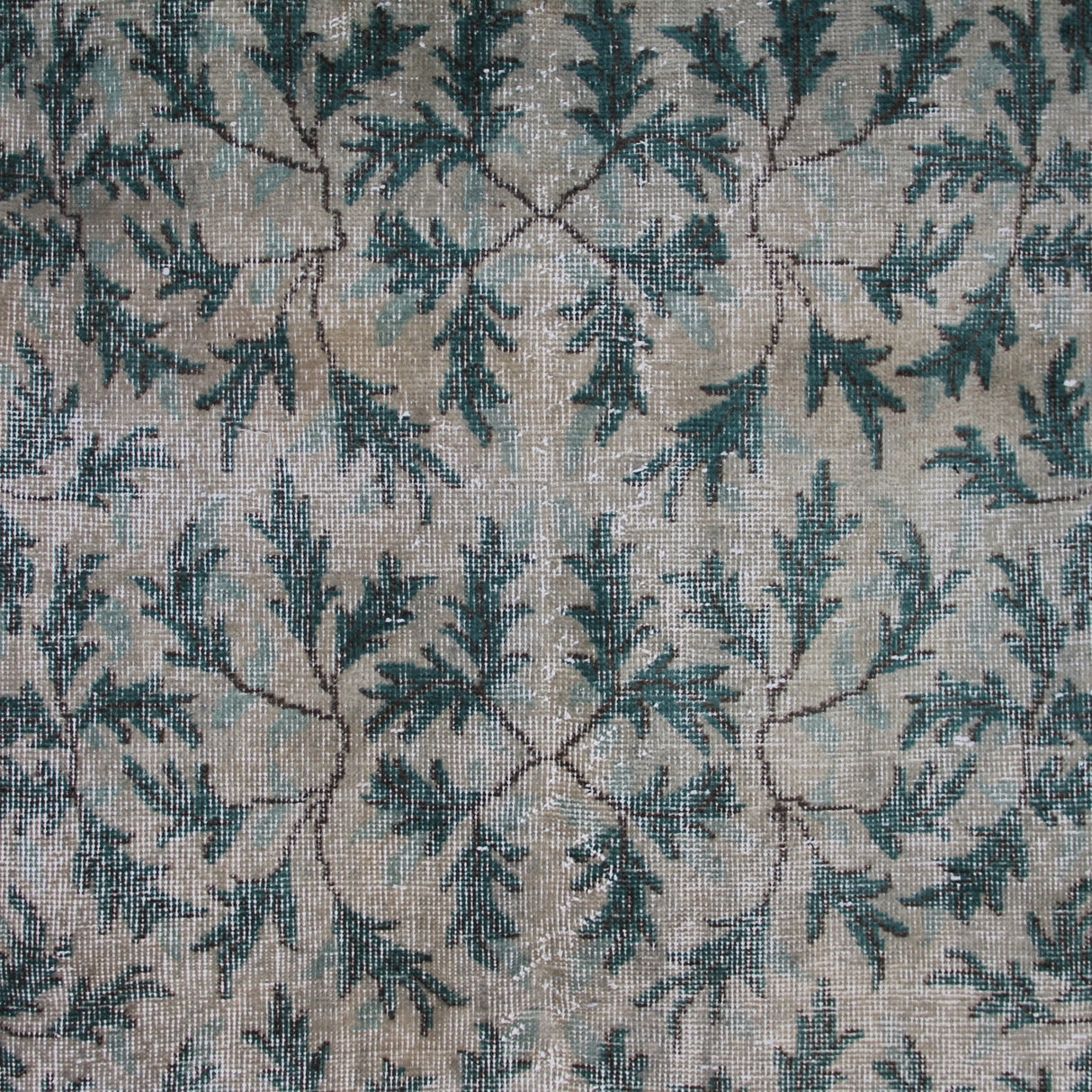 Beige and Green Vintage Rug - 3x6 ft | Handmade Boho Turkish Carpet