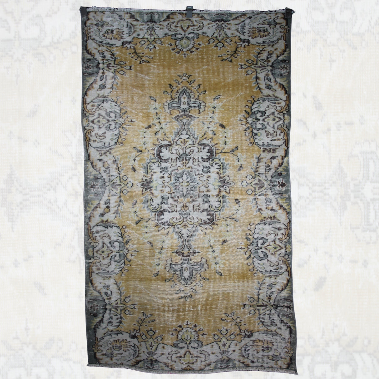 Vintage Yellow Handmade Rug - 3x6 ft | Handwoven Turkish Area Rug for Dining Room