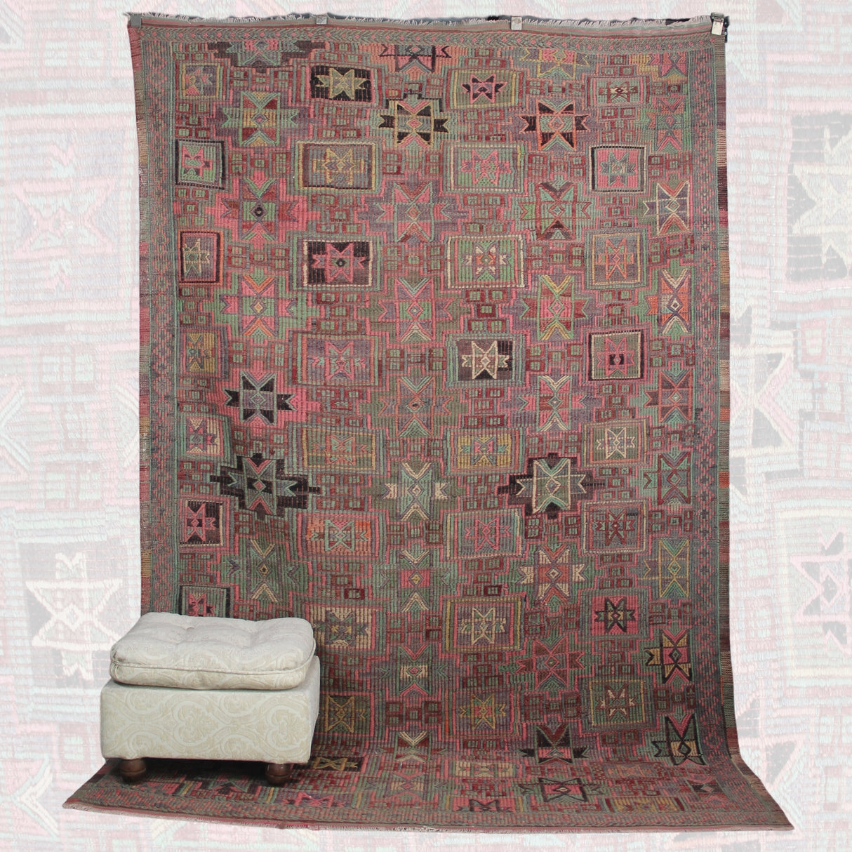 Pastel Vintage Turkish Kilim - 6x9 ft | Handmade Wool Bohemian Rug for Area