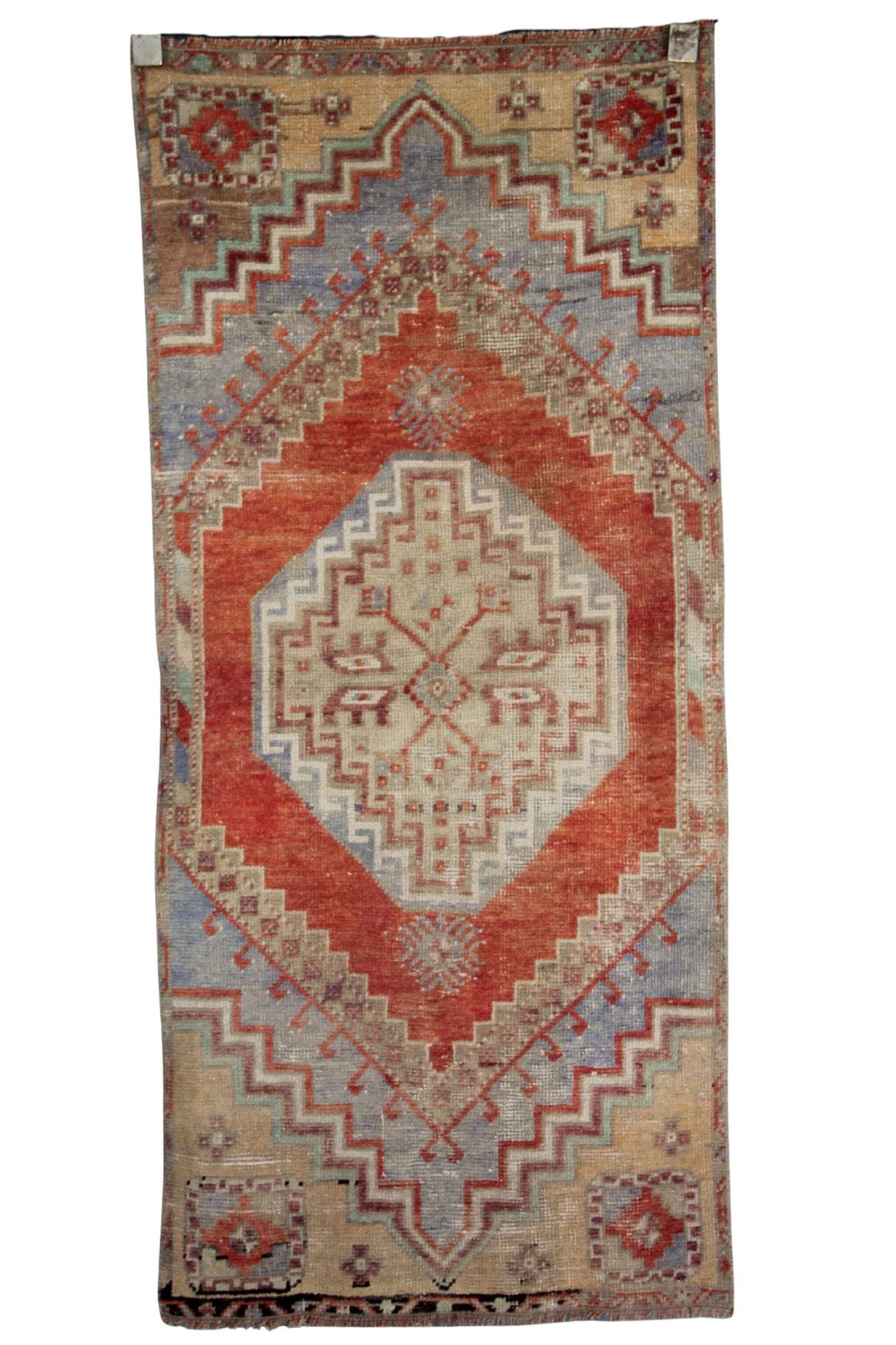 Vintage Handmade Oushak Rug - 2x4 ft | Wool Muted Red Turkish Carpet
