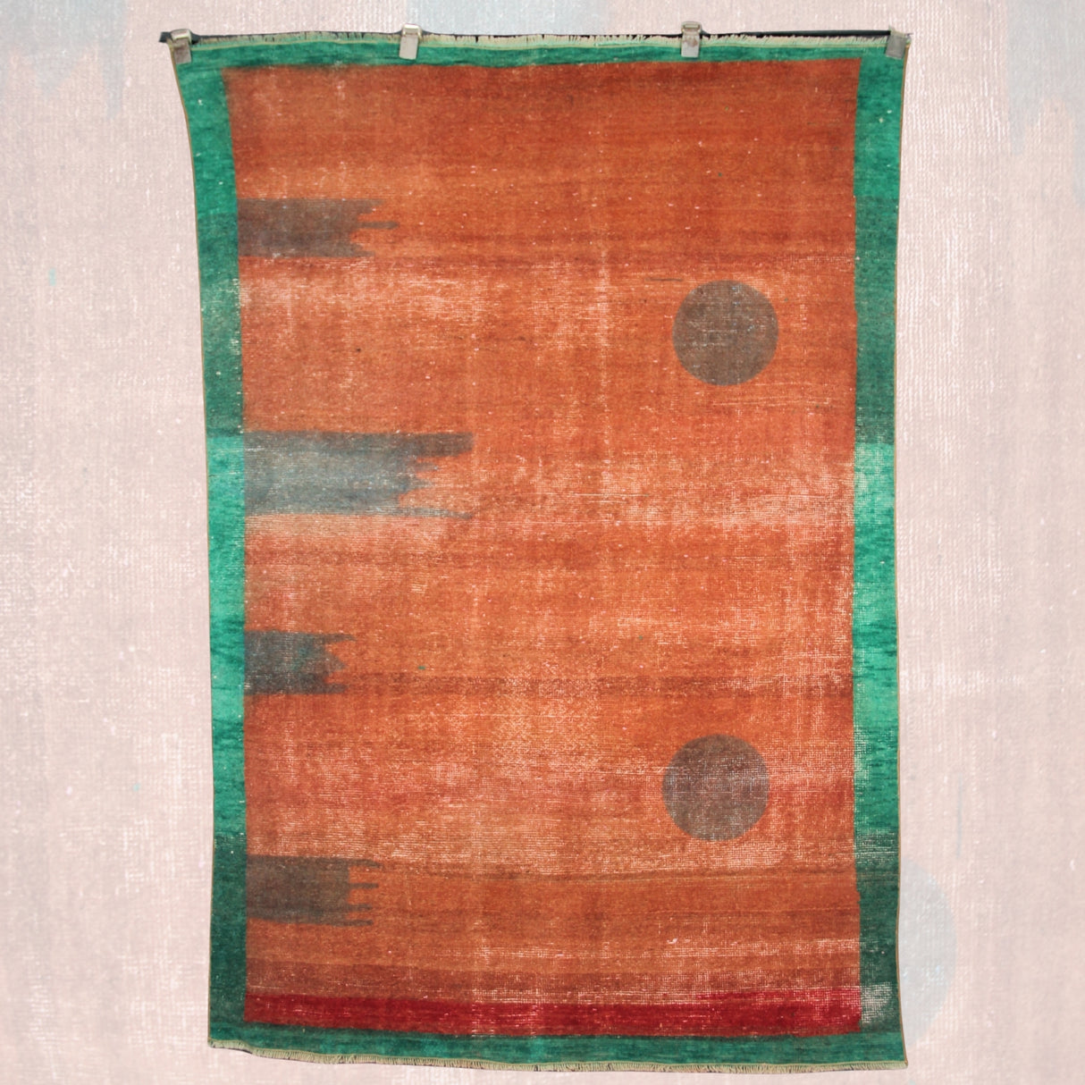 Vintage Handmade Orange Rug - 4x6 ft | Bohemian Wool Turkish Carpet for Area