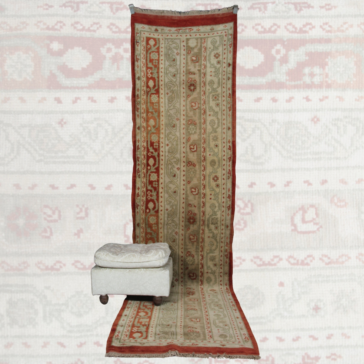 Vintage Curated Oushak Rug - 2x11 ft | Handmade Wool Turkish Runner for Hallway