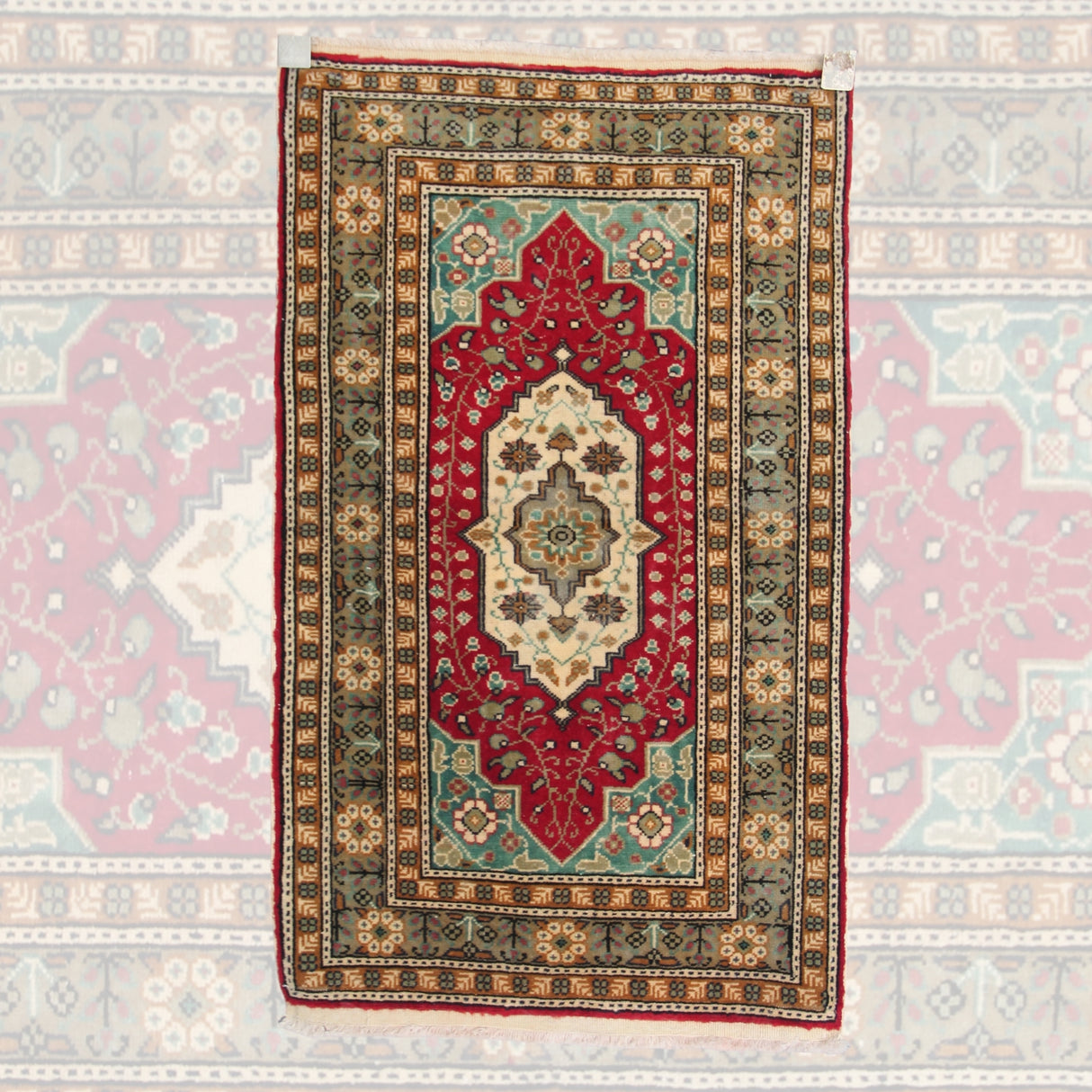 Red Oriental Handmade Carpet - 2x3 ft | Wool Tribal Oushak Rug for Area