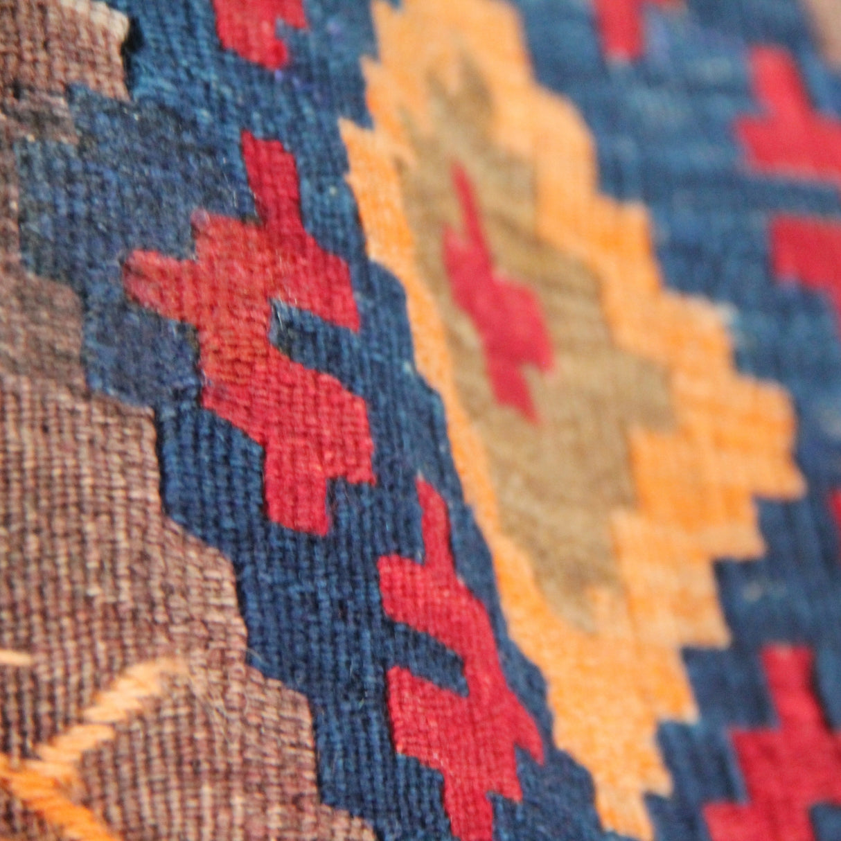 Curated Antique Kilim Rug - 5x5 ft | Old Anatolian Handmade Carpet