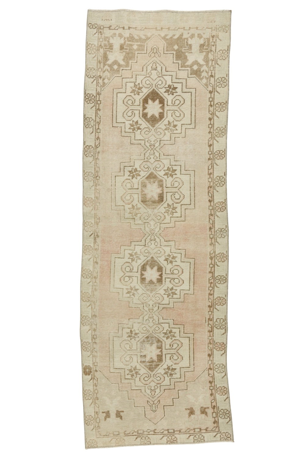 Yün El Dokuma Pastel Renkli Antika Yolluk / Tefenni 88 x 266 cm