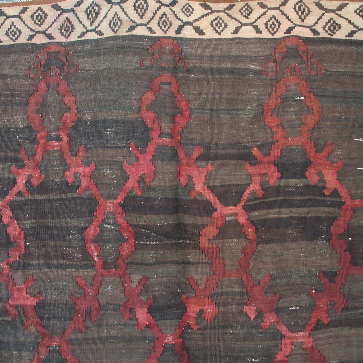 Oversize Vintage Brown Kilim - 6x10 ft | Handmade Bohemian Turkish Rug