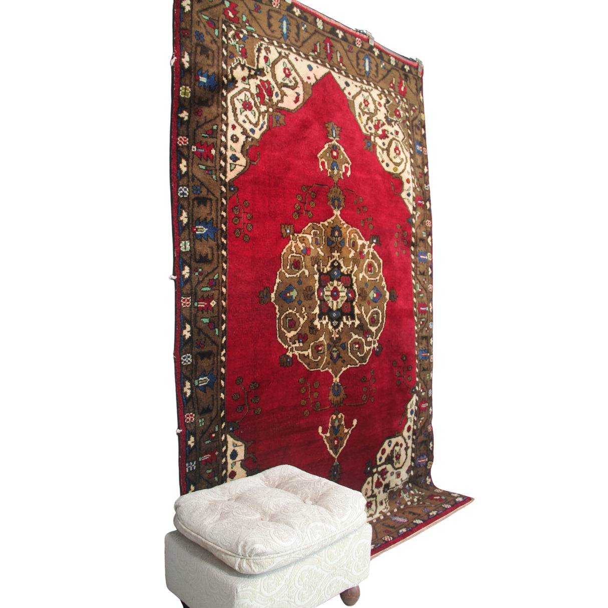 Curated Vintage Handmade Rug - 5x8 ft | Red Antique Anatolian Carpet for Area