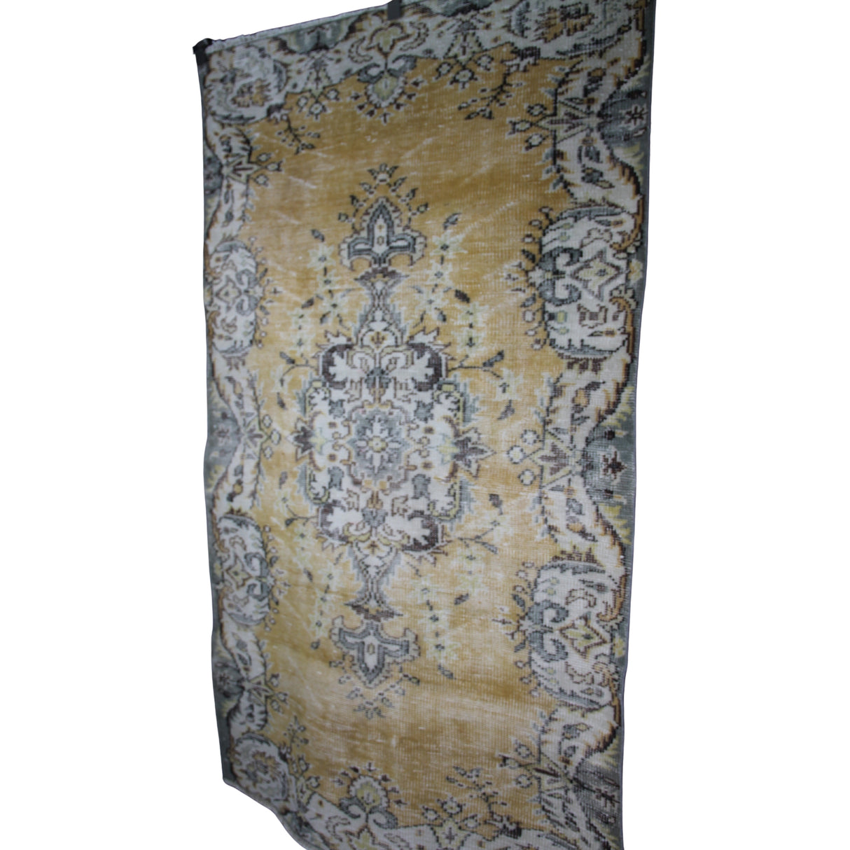 Vintage Yellow Handmade Rug - 3x6 ft | Handwoven Turkish Area Rug for Dining Room