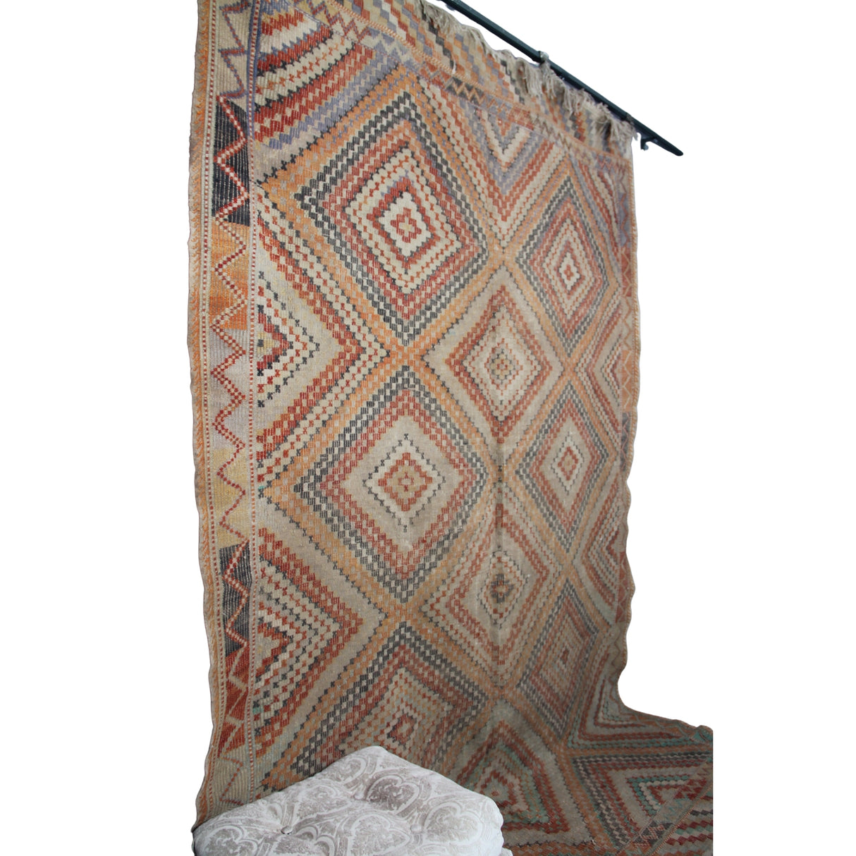 Muted Vintage Turkish Kilim - 6x9 ft | Handmade Wool Boho Rug for Bedroom