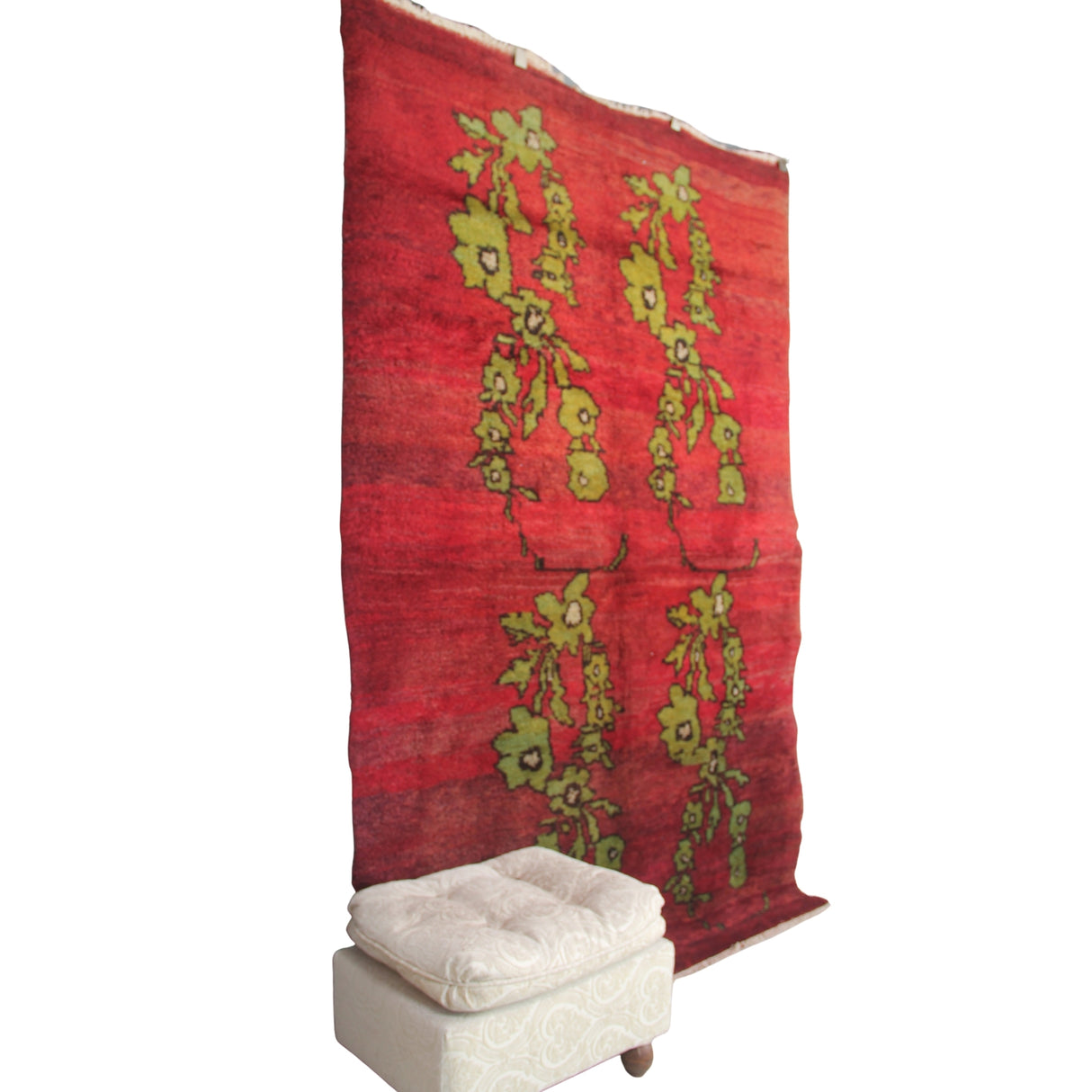 Vintage Handmade Turkish Rug - 5x7 ft | Red Wooly Floral Rug for Bedroom