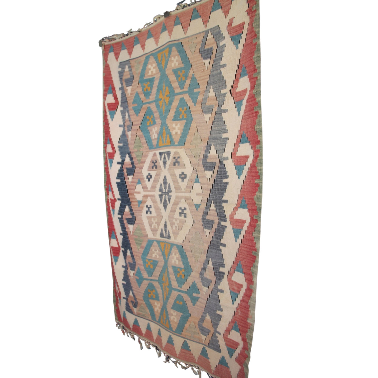 Vintage Handmade Wool Rug - 3x5 ft | Turkish Flatweave Boho Kilim for Area