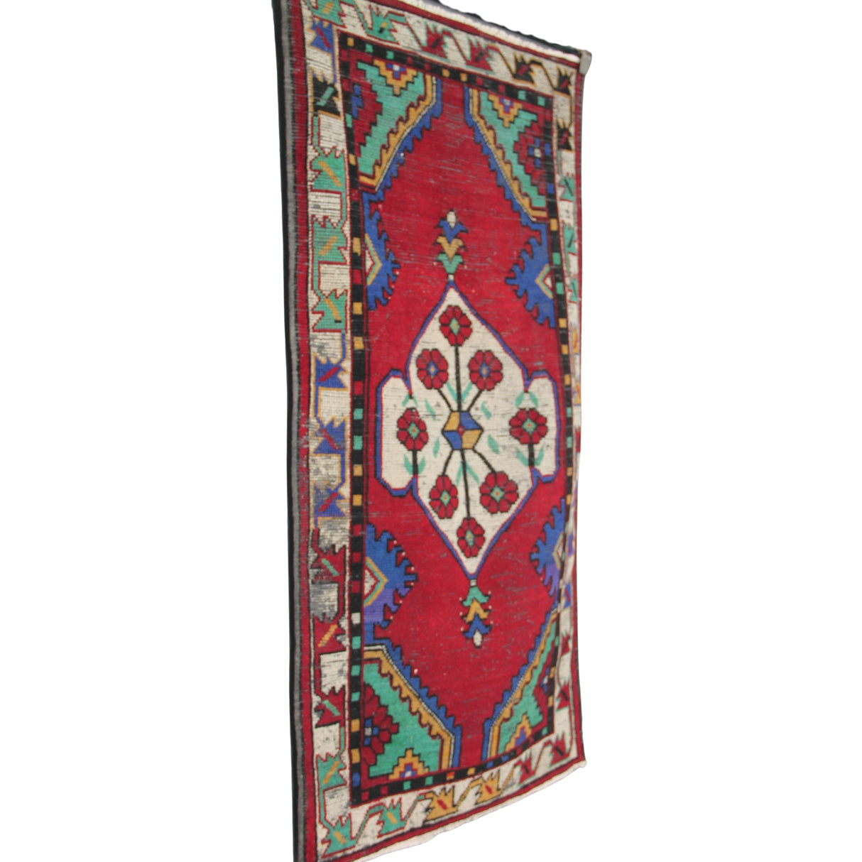 Vintage Handmade Red Carpet - 2x5 ft | Wool Rustic Turkish Area Rug