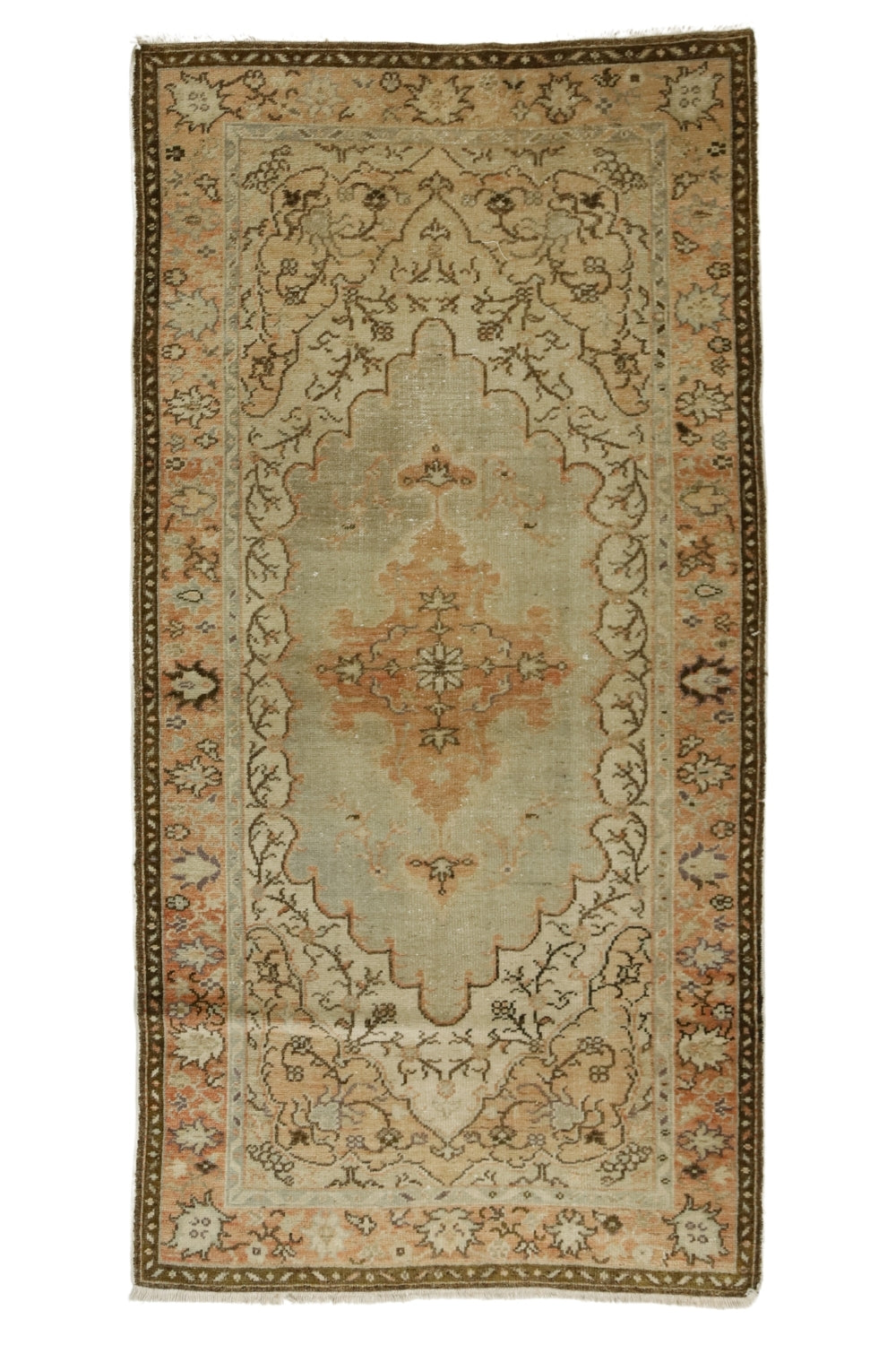 Pastel Renkli El Dokuma Antika Halı / Gaziemir 103 x 201 cm