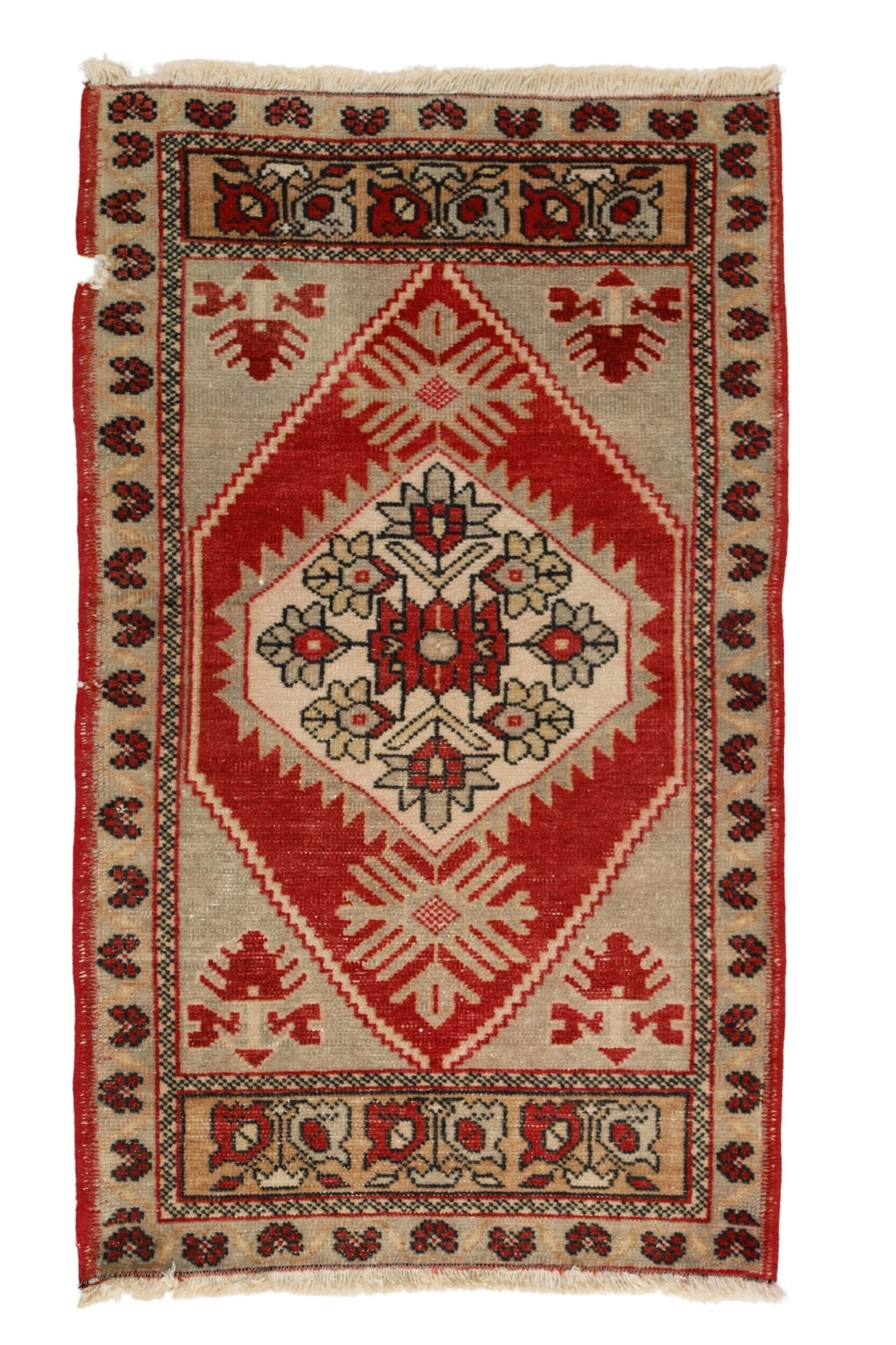 Yün El Dokuma Antika Halı / Hilvan 57 x 96 cm