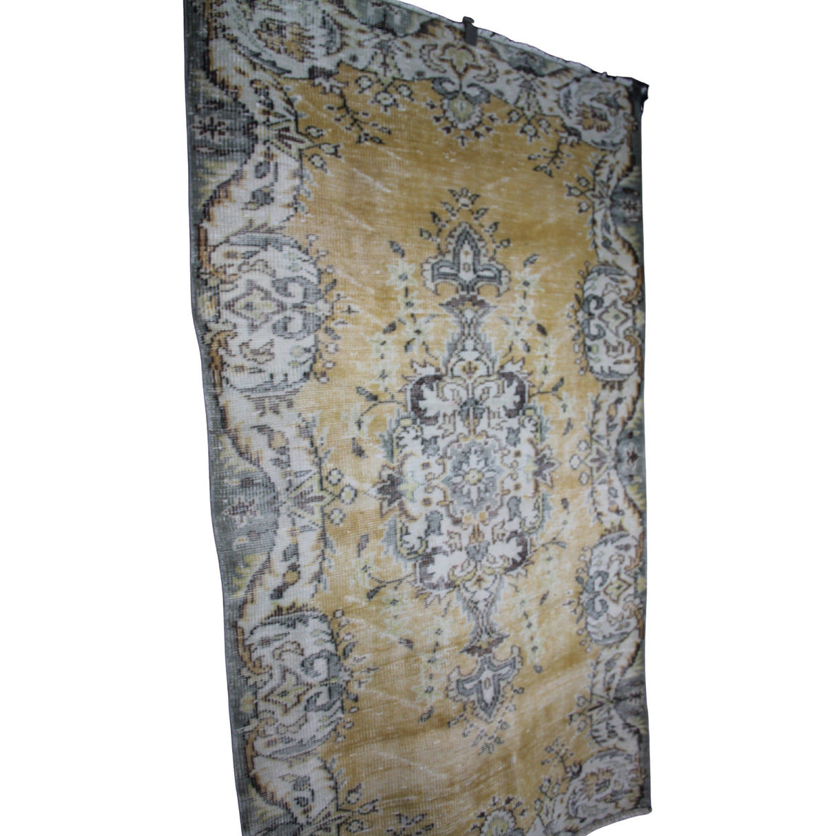 Vintage Yellow Handmade Rug - 3x6 ft | Handwoven Turkish Area Rug for Dining Room