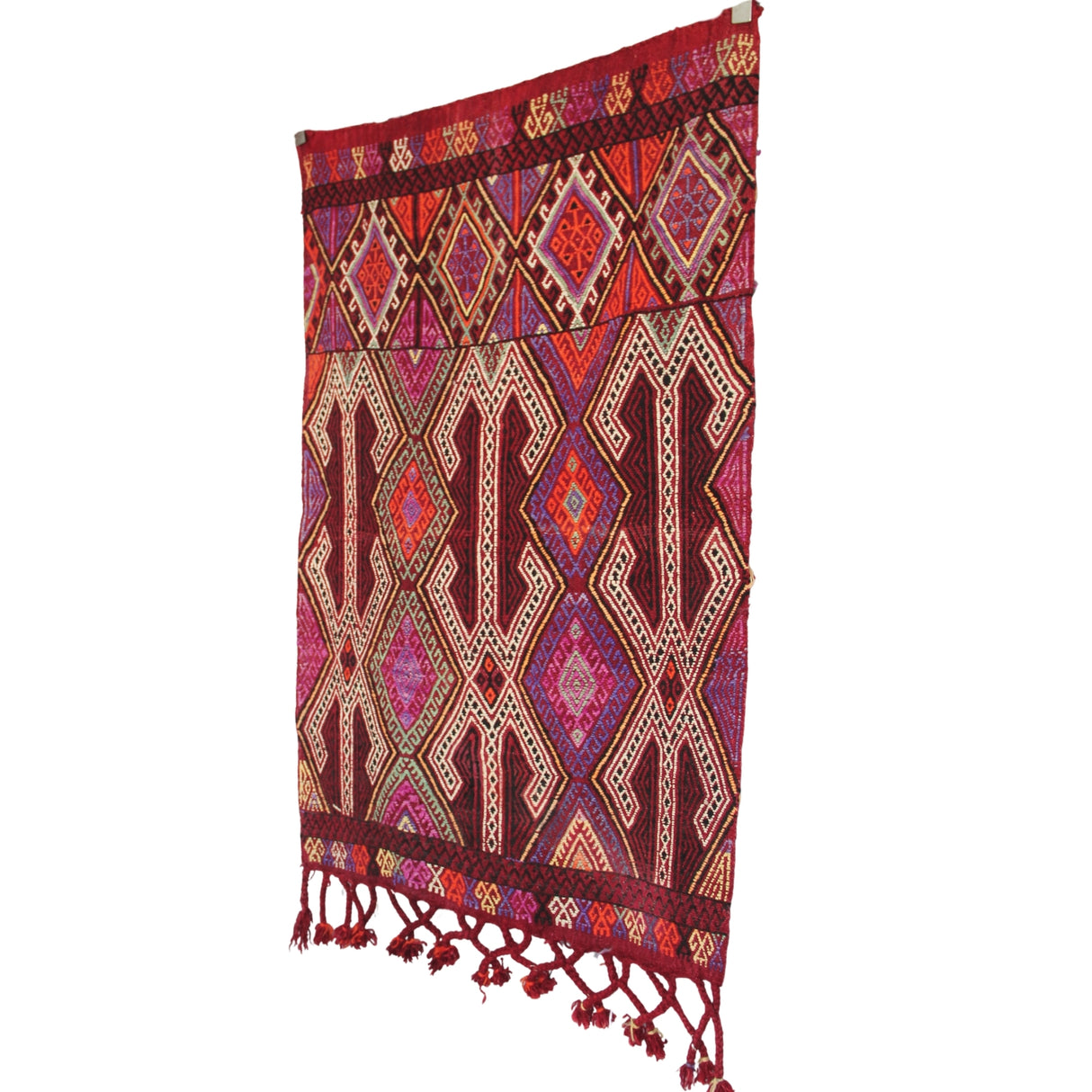 Vintage Tribal Kilim Rug - 3x5 ft | Red Rustic Turkish Rug for Area
