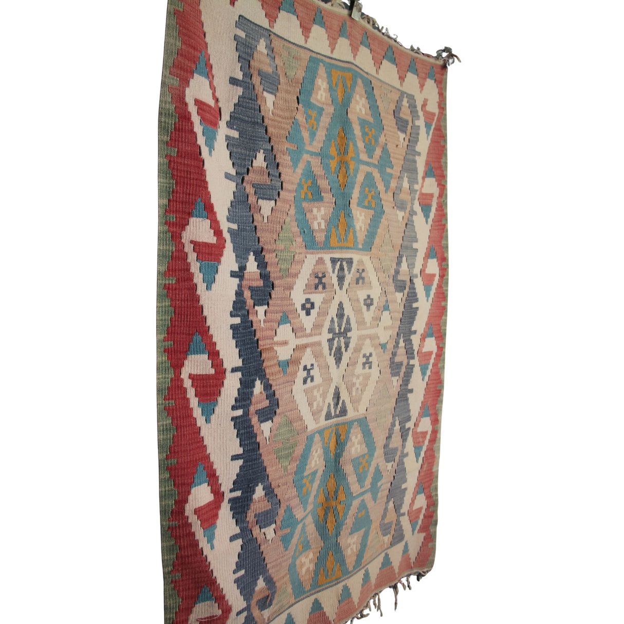 Vintage Handmade Wool Rug - 3x5 ft | Turkish Flatweave Boho Kilim for Area