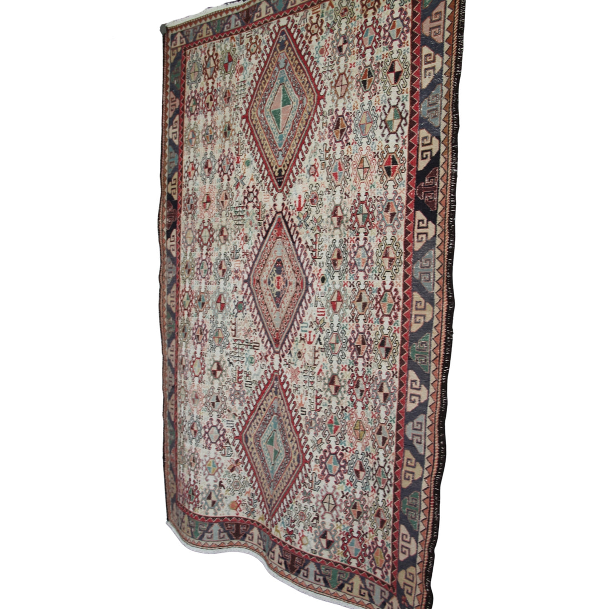 Vintage Beige Soumak Kilim - 4x6 ft | Wool Handmade Rustic Rug for Living Room