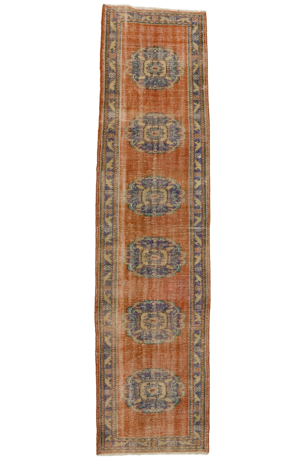 Yün El Dokuma Turuncu Antika Halı / Evren 84 x 331 cm