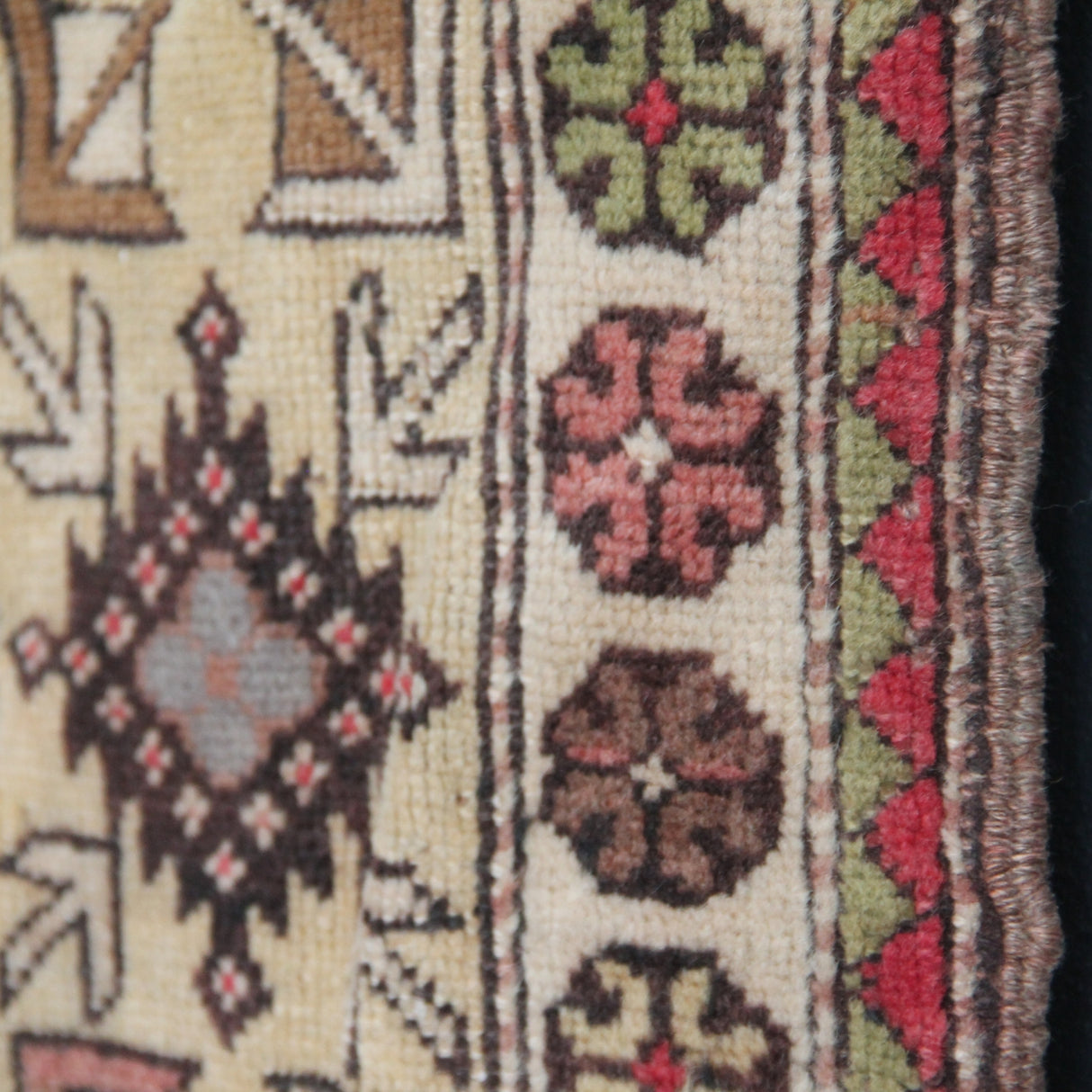 Vintage Handmade Turkish Rug - 3x6 ft | Brown Tribal Oushak Carpet for Bedroom