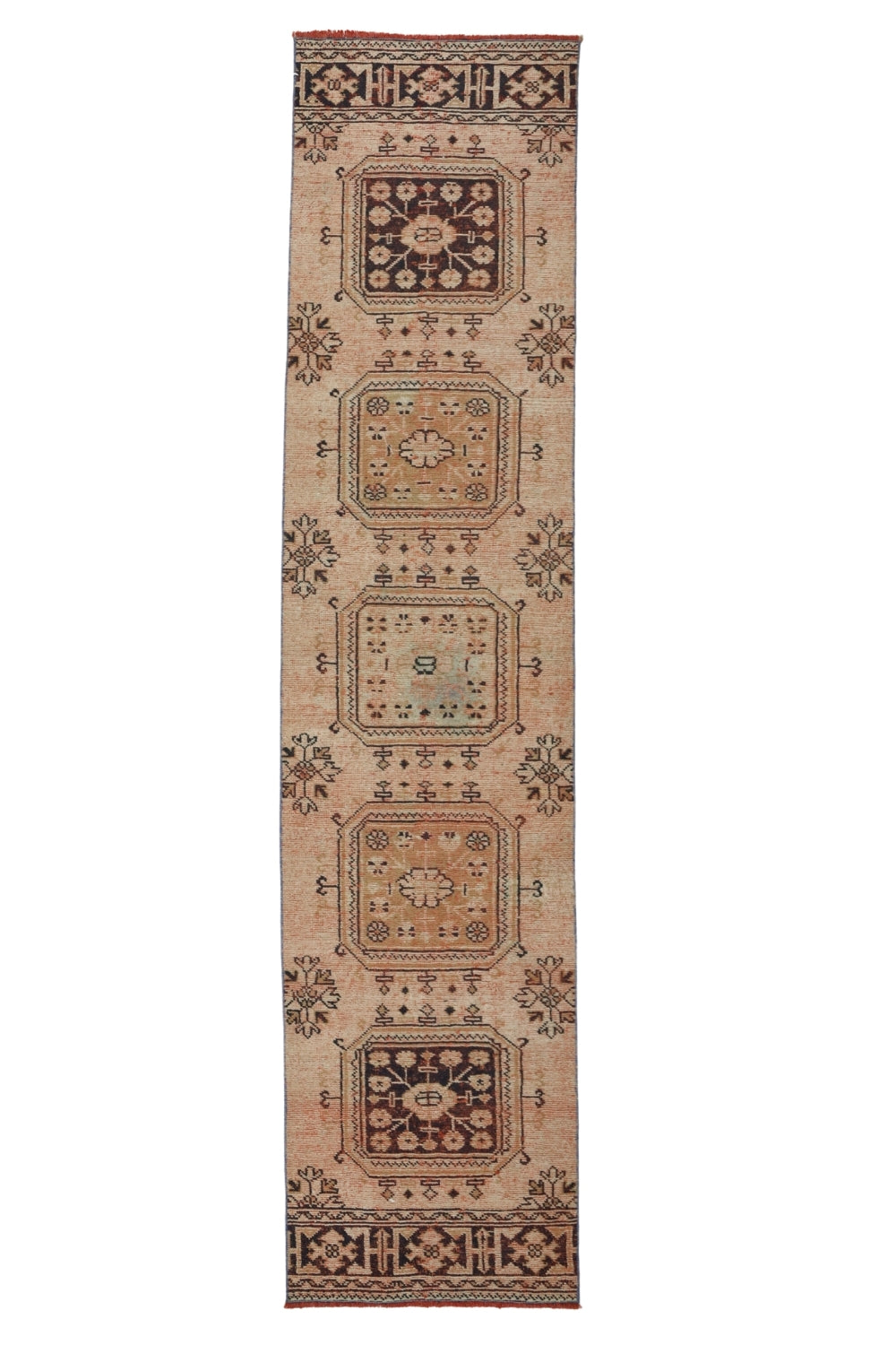Vintage El Dokuma Pastel Antika Yolluk / Adilcevaz 81 x 350 cm