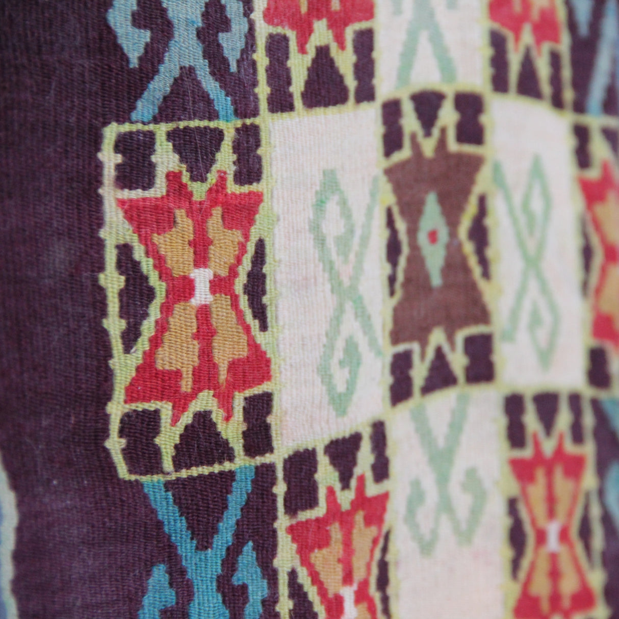Curated Vintage Purple Kilim - 6x10 ft | Wool Handmade Turkish Rug for Bedroom