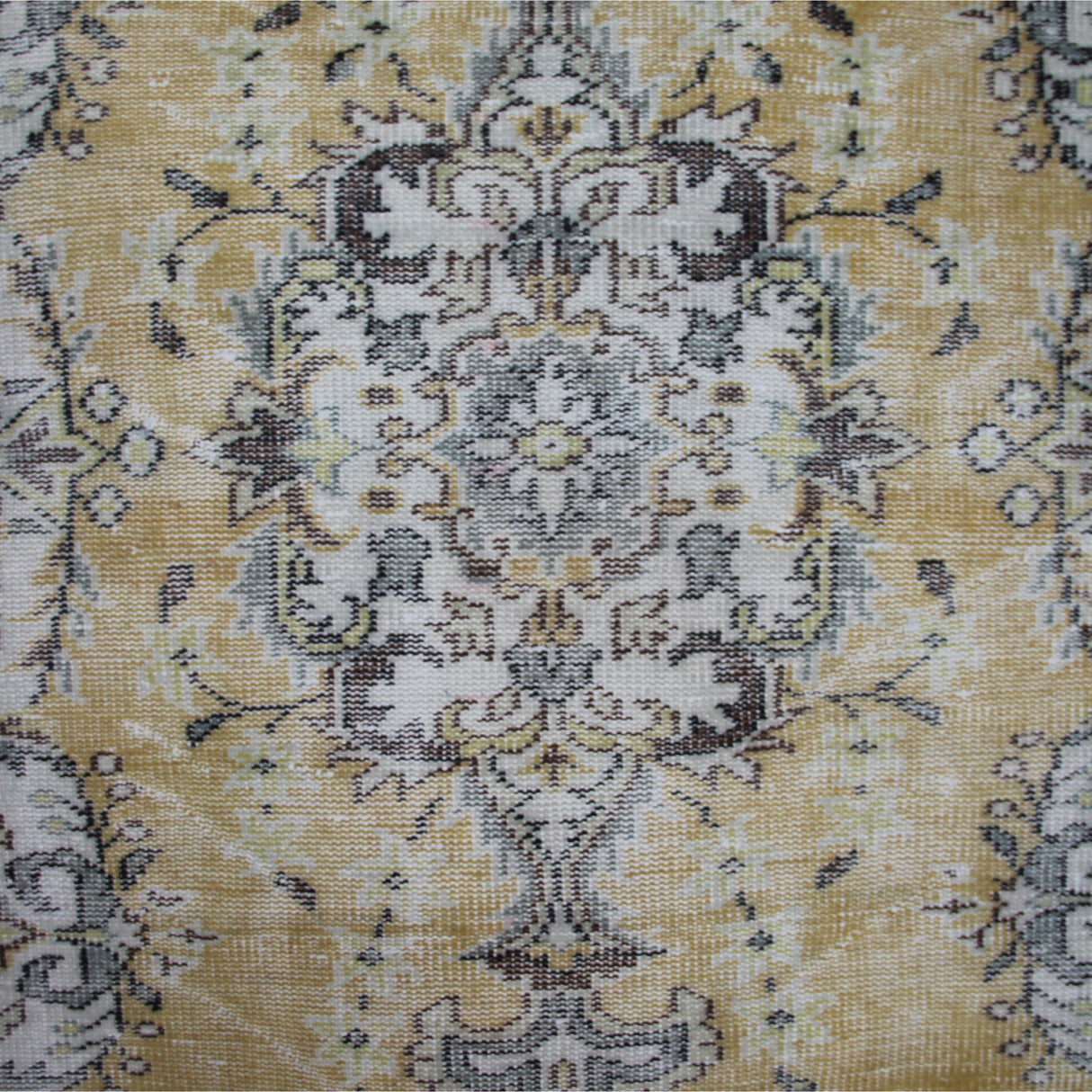 Vintage Yellow Handmade Rug - 3x6 ft | Handwoven Turkish Area Rug for Dining Room