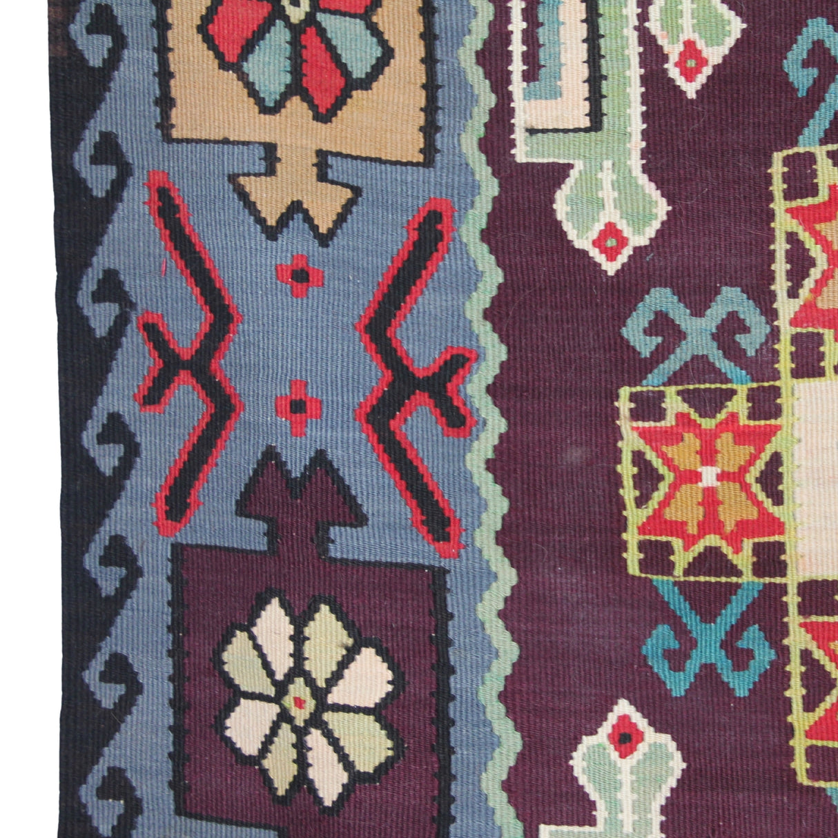Curated Vintage Purple Kilim - 6x10 ft | Wool Handmade Turkish Rug for Bedroom