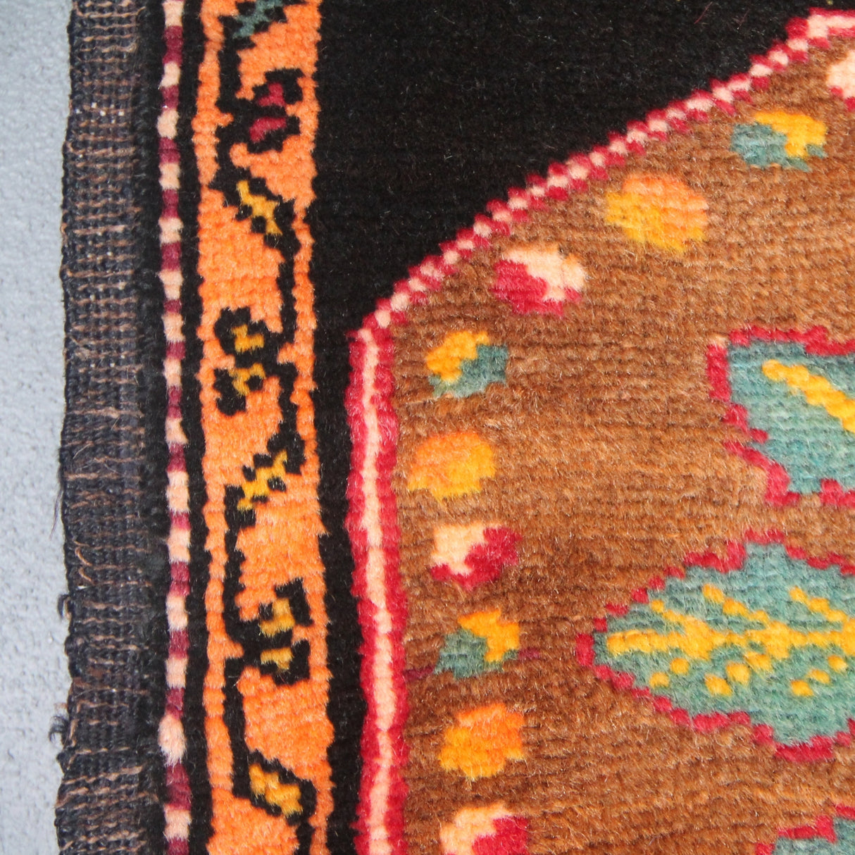 Curated Black Vintage Rug - 2x4 ft | Handmade Rustic Turkish Carpet for Entryway