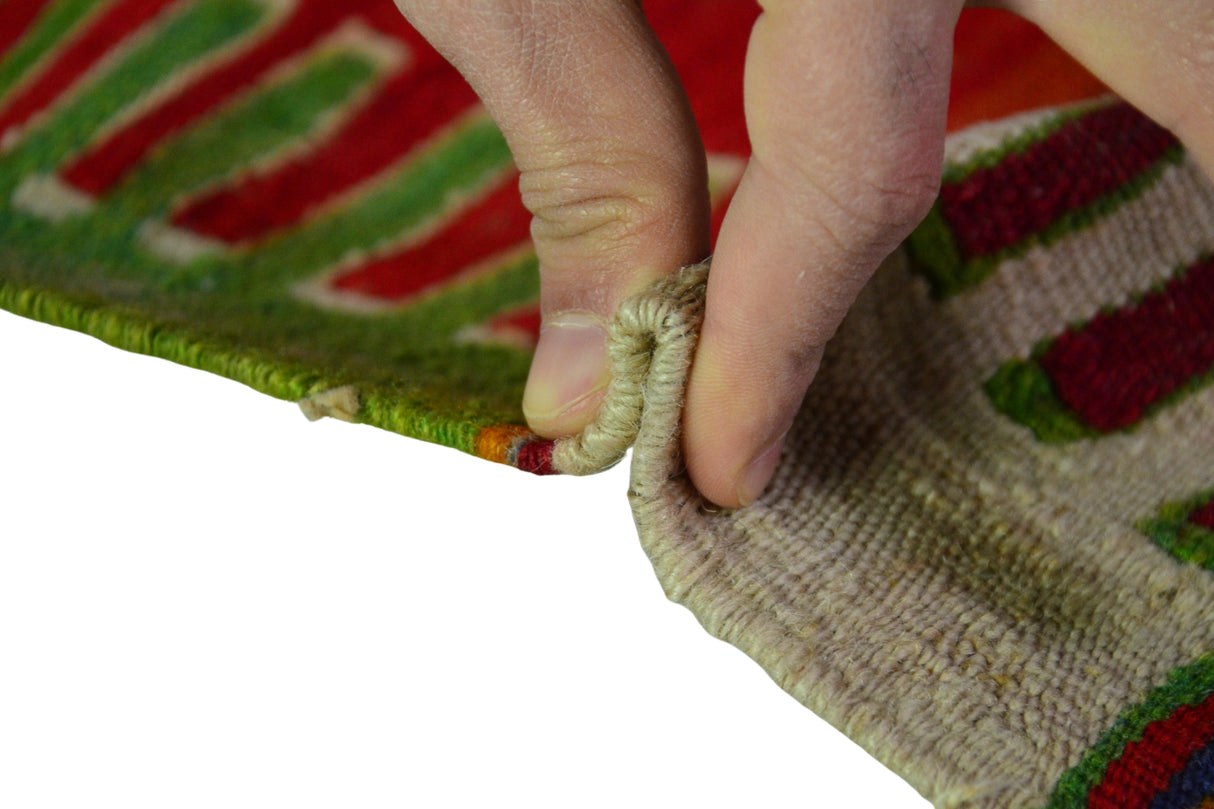 Dineksaray / 4x7 Red Turkish Vintage Kilim Rug Thickness