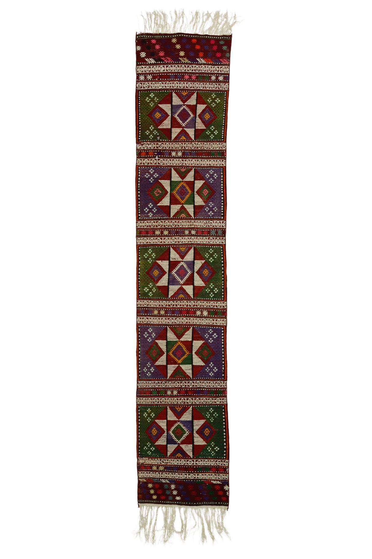 Eceabat / 1x8 Oriental Wool Kilim Runner Front Side