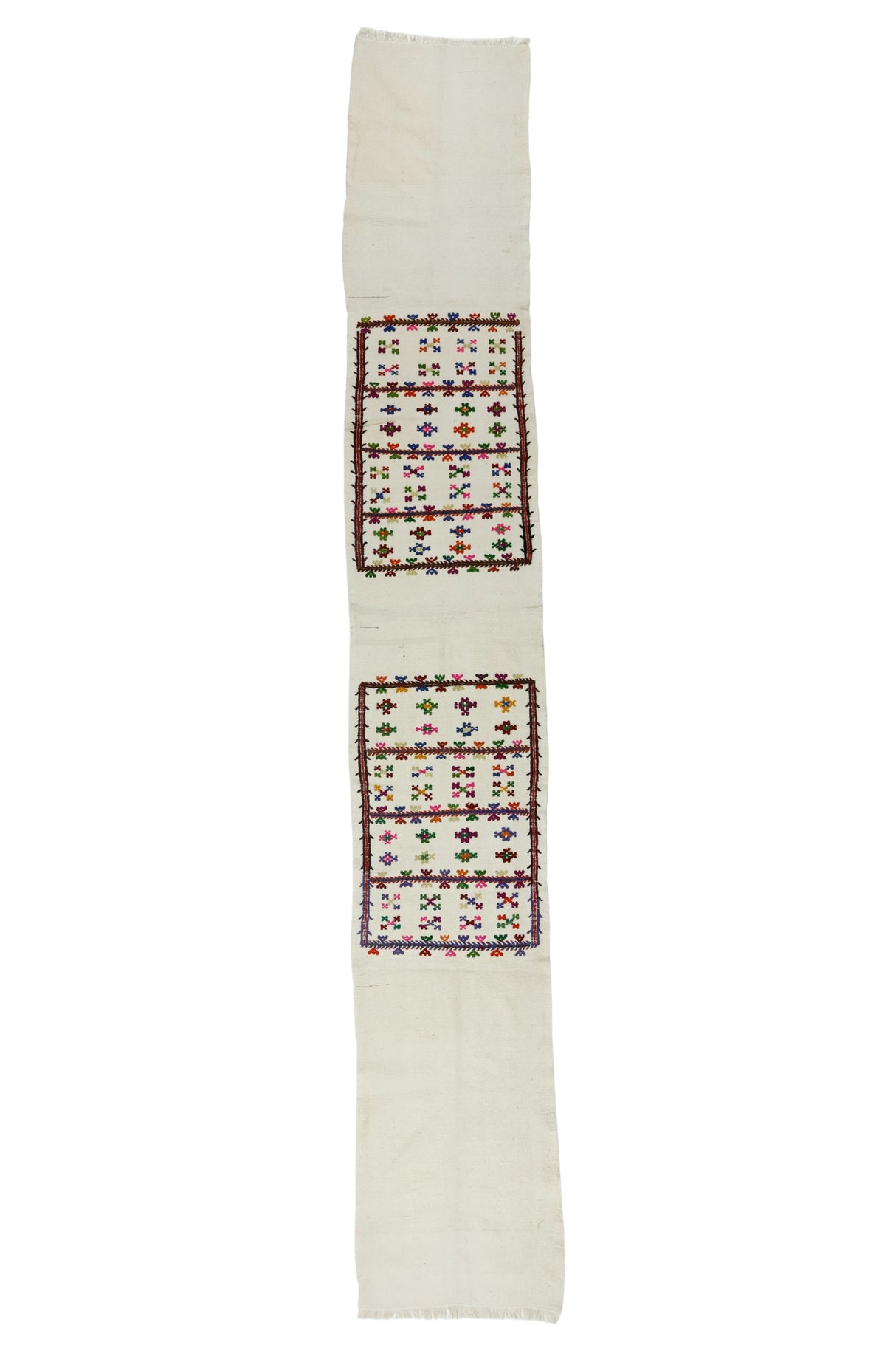 Ekeciktol / 2x10 Beige Bohemian Kilim Runner Front Side