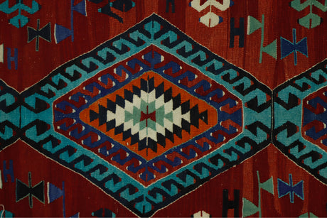 Esme / 6x11 Wool Oriental Kilim Rug Close Up