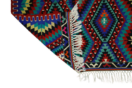 Faralya /5x8 Multi-Color Boho Handmade Kilim Rug Back Side