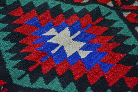 Faralya /5x8 Multi-Color Boho Handmade Kilim Rug Detail