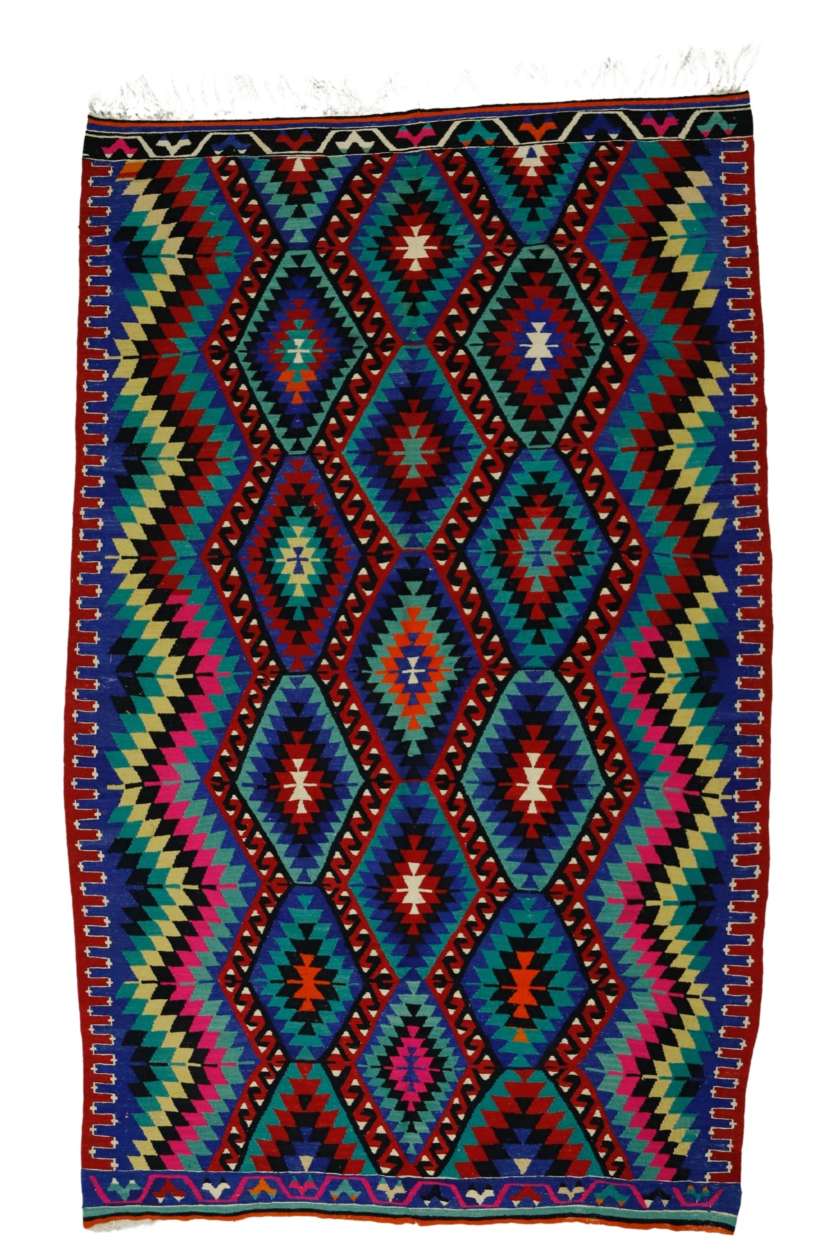 Faralya /5x8 Multi-Color Boho Handmade Kilim Rug Front Side