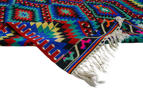 Faralya /5x8 Multi-Color Boho Handmade Kilim Rug Texture