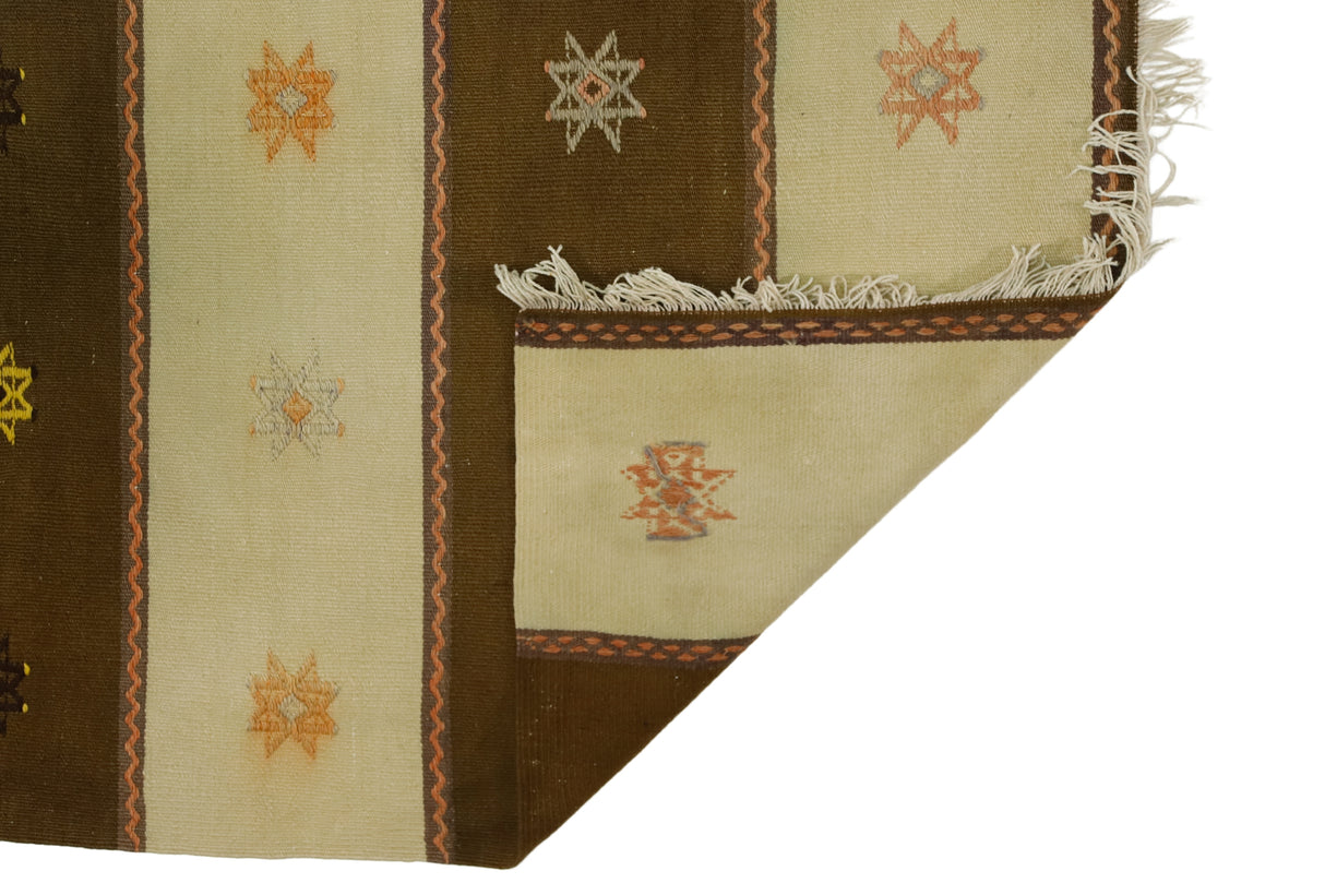 Farsak / 3x20 Striped Vintage Wool Kilim Runner Back Side