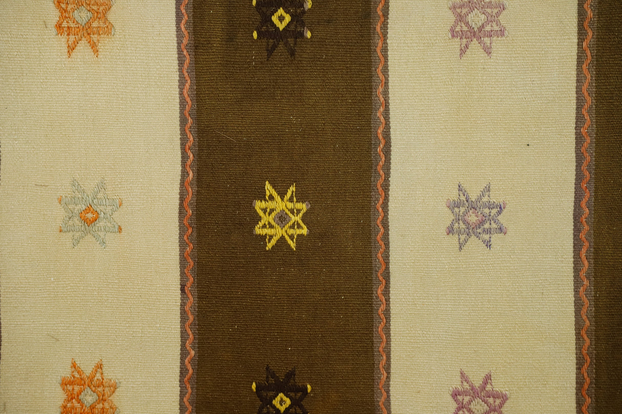 Farsak / 3x20 Striped Vintage Wool Kilim Runner Close Up