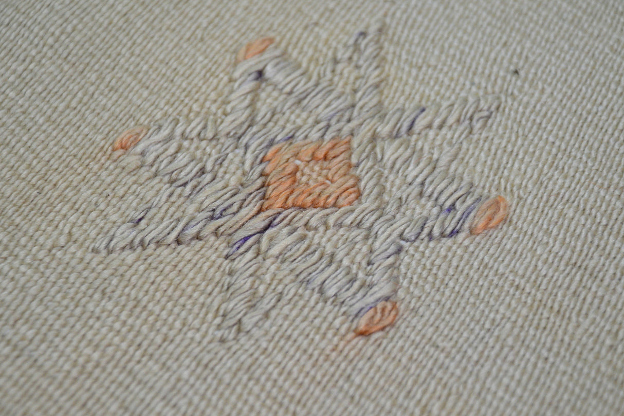 Farsak / 3x20 Striped Vintage Wool Kilim Runner Detail