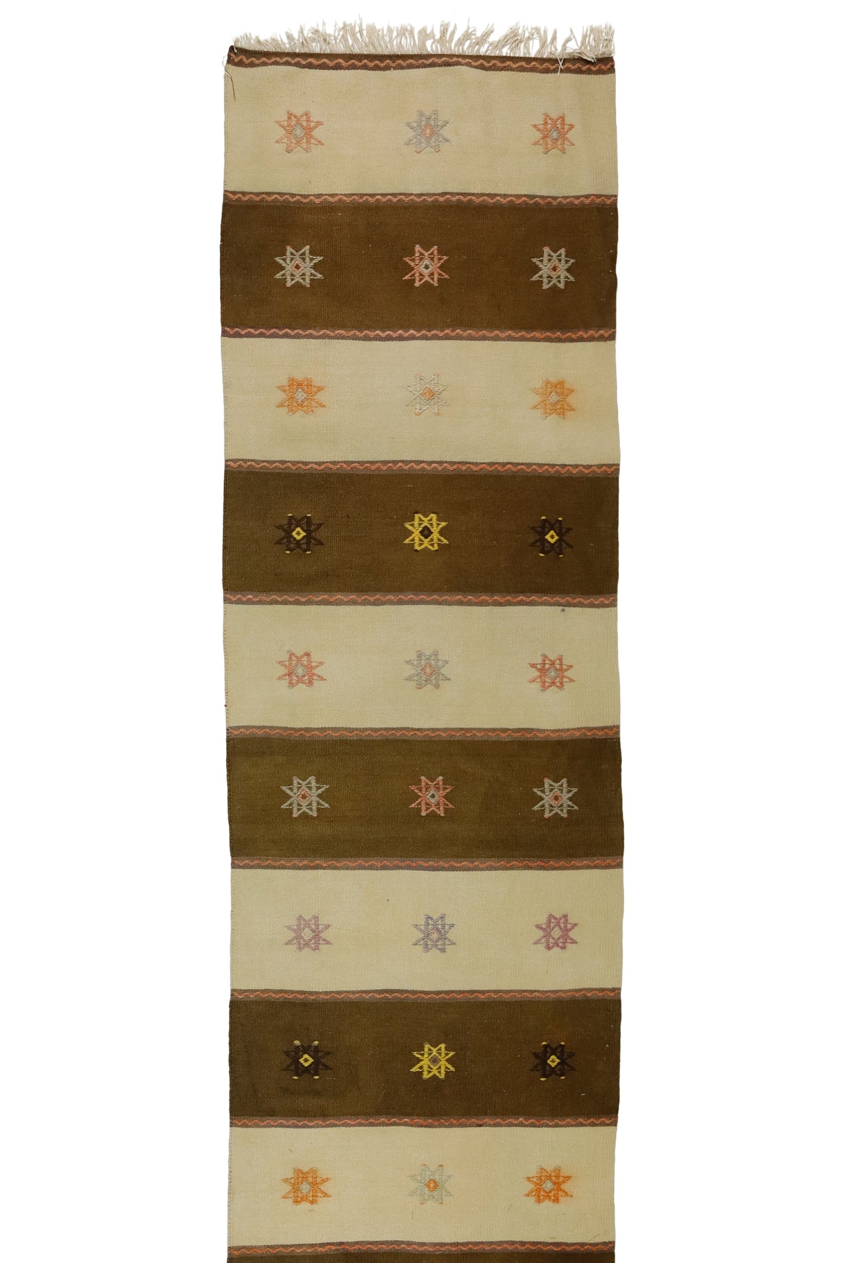 Farsak / 3x20 Striped Vintage Wool Kilim Runner Front Side