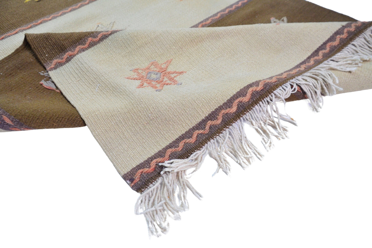 Farsak / 3x20 Striped Vintage Wool Kilim Runner Texture