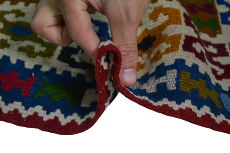 Felahiye / 2x3 Vintage Wool Oriental Kilim Rug Thickness