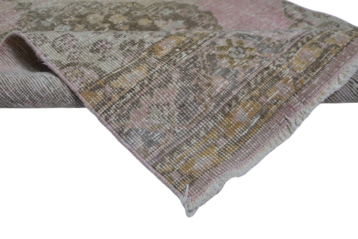 Hamidiye / 2x13 Pastel Pink Vintage Rug Runner Texture