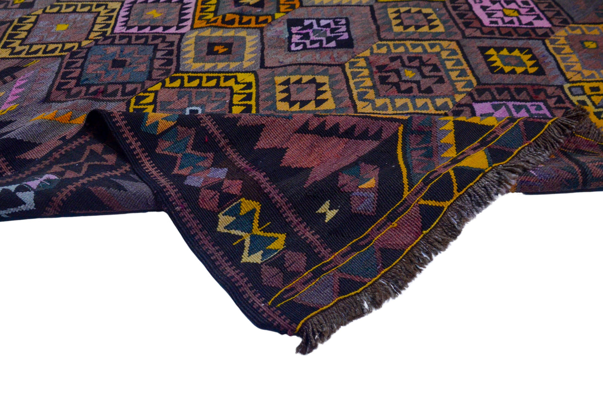 Hapanlı / 5x12 Brown Vintage Kurdish Kilim Runner Texture