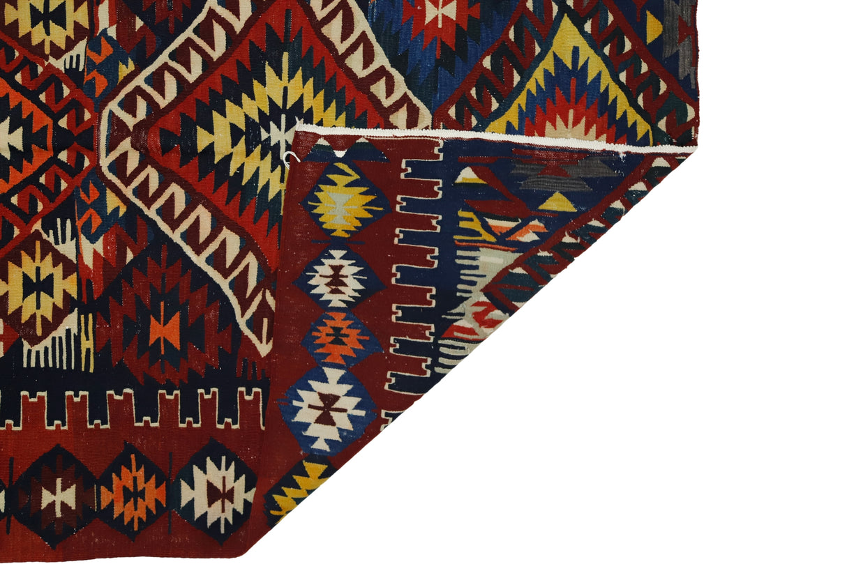 Kırka / 5x9 Rustic Vintage Turkish Kilim Rug Back Side