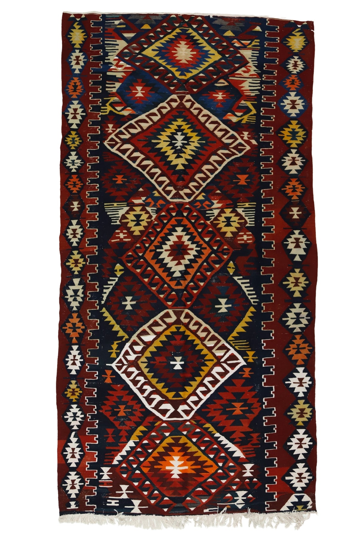 Kırka / 5x9 Rustic Vintage Turkish Kilim Rug Front Side