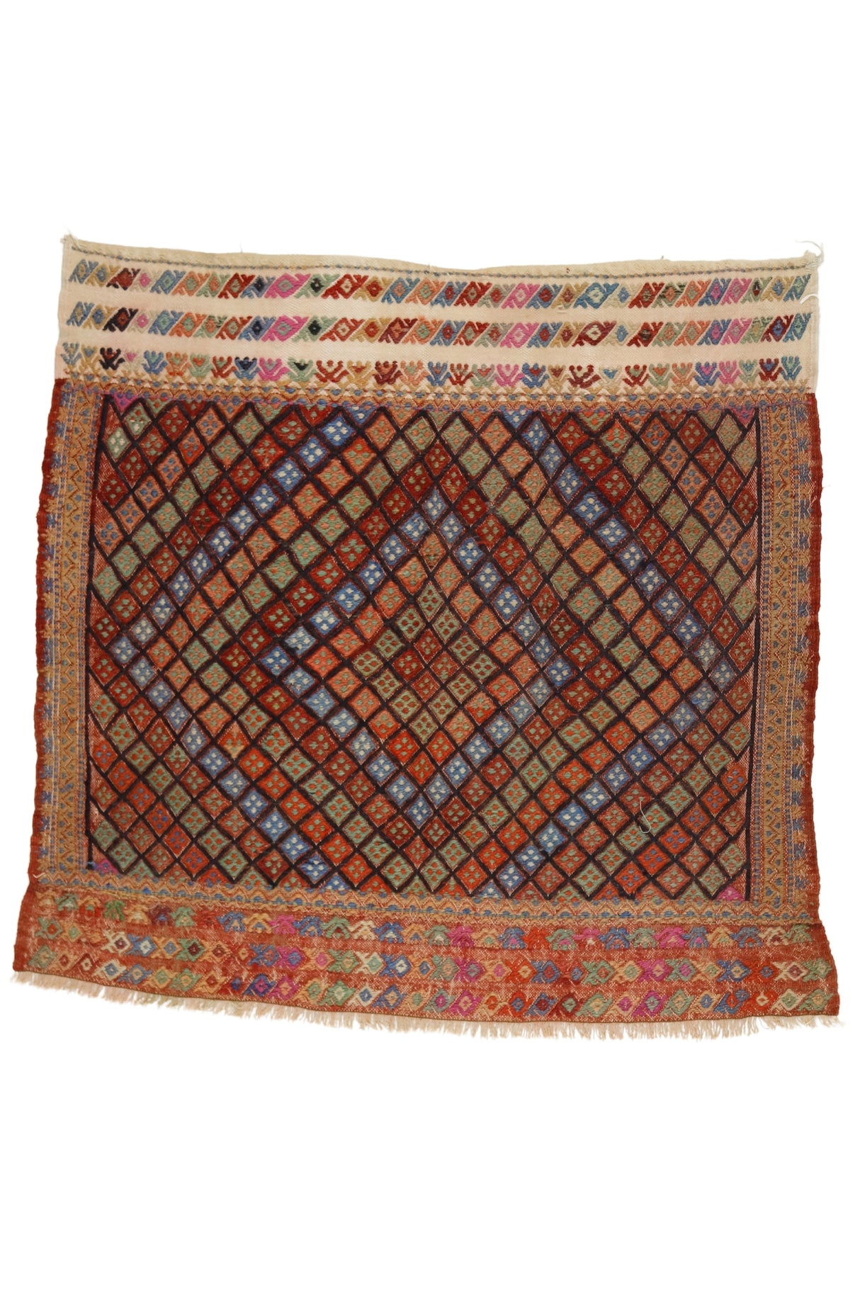 Kalafat / 3x3 Rustic Old Handmade Kilim Rug Front Side