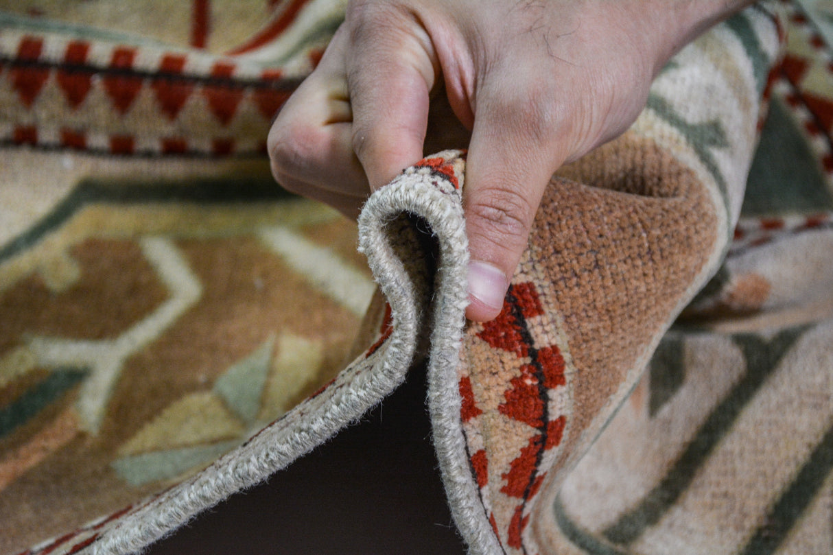 Kandak / 6x9 Muted Vintage Turkish Area Rug Back Thickness