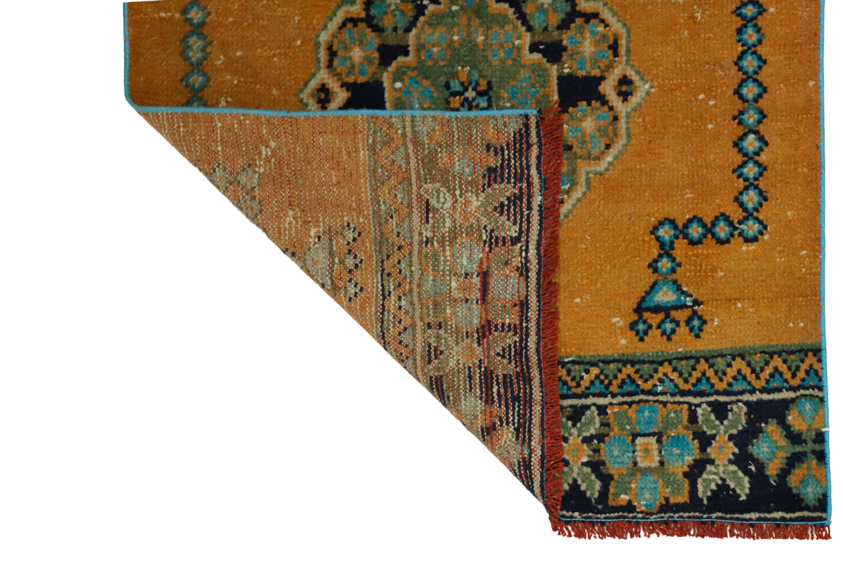 Karatay / 2x11 Vintage Boho Rug Runner Back Side
